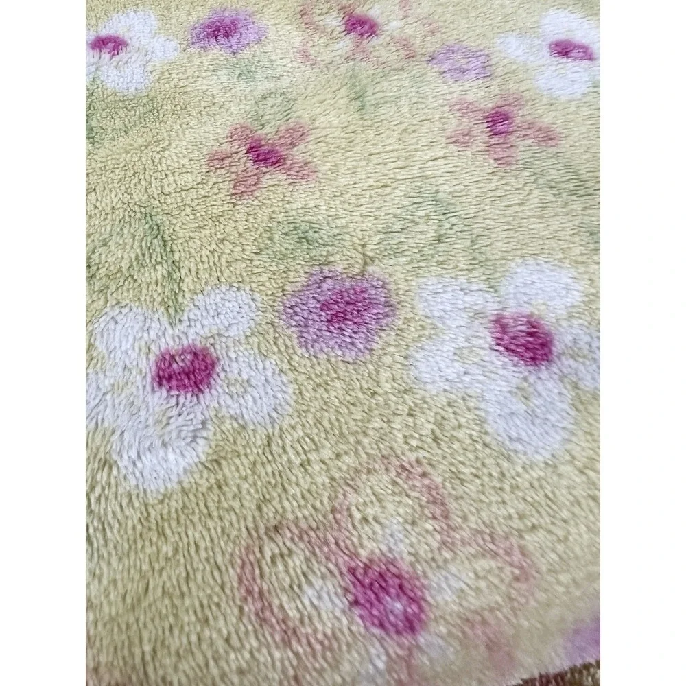 Duck Duck Goose Floral Baby Blanket Yellow Pink Flowers Plush Fleece Lovey